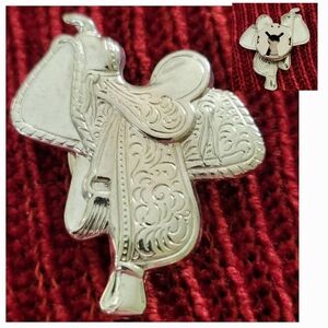 Intricate Silver Saddle Brooch